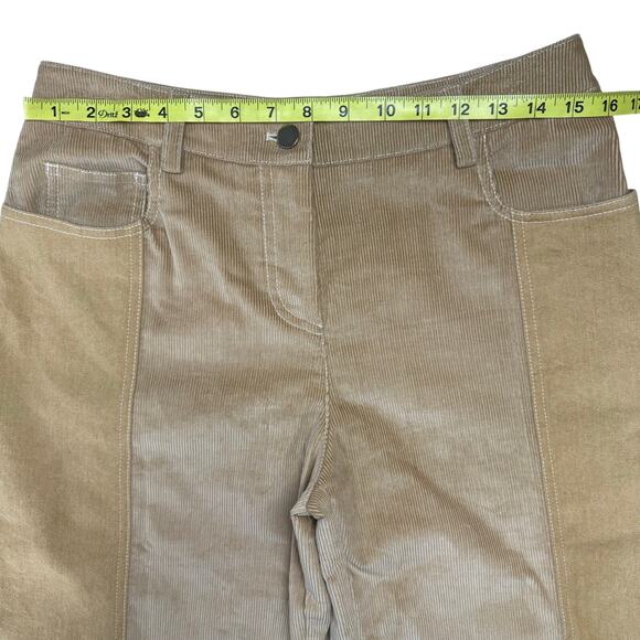 TWP Styles Two-Tone Corduroy Pants Camel Wide Leg Mid Rise Size 6 - Picture 10 of 14